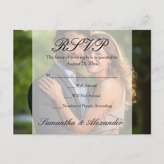 Elegante Sheer Overlay Foto Bruiloft Uitnodiging Briefkaart (Voorkant)