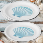 Elegante Shell Beach Nautisch Blauw Huwelijk Papieren Bordje