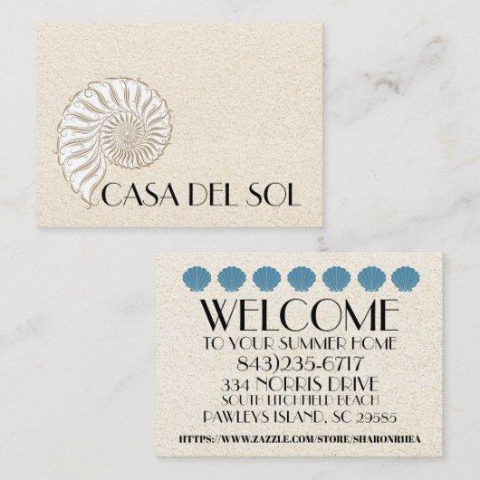 Elegante Shell belkaart / Contacten / Zakelijk Contactkaartje (Voorkant / Achterkant)