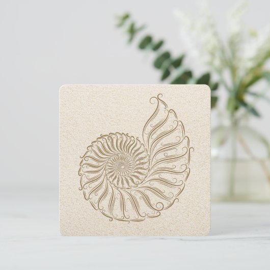 Elegante Shell bruiloft uitnodiging (Staand voorkant)