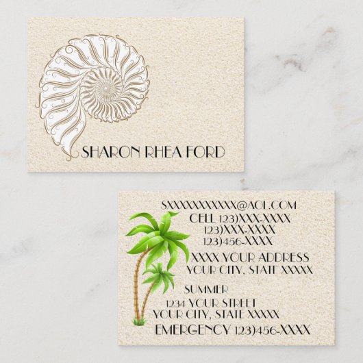 Elegante Shell Contactnummers / Zakelijk Contactkaartje (Voorkant / Achterkant)