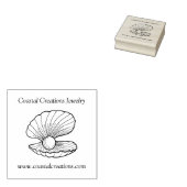 Elegante Shell met Pearl Line Art Logo Rubberstempel (Gestempeld)