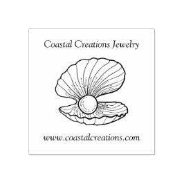 Elegante Shell met Pearl Line Art Logo Rubberstempel