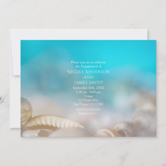 Elegante Shells Beach Bruiloft Verloving Uitnodigi Kaart (Voorkant)