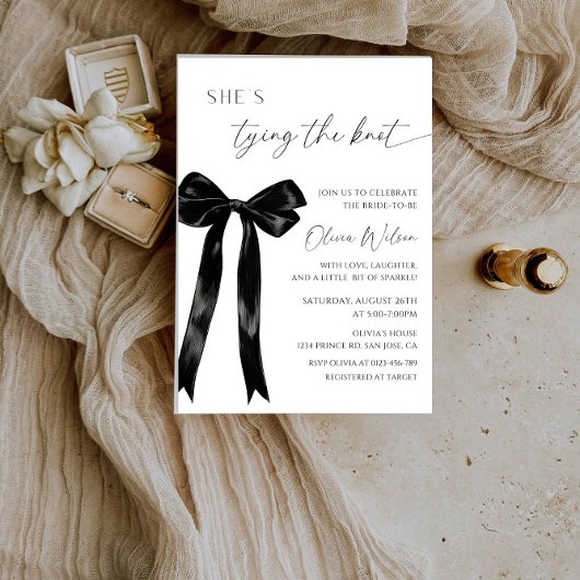 Elegante "She's Tying the Knot" Vrijgezellenfeest Kaart