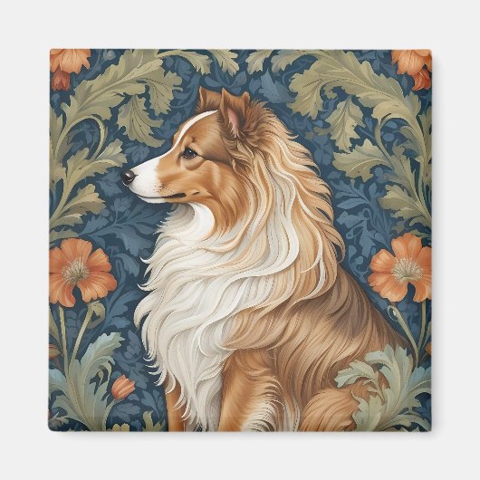 Elegante Shetland Sheepdog William Morris geïnspir Magneet (Voorkant)