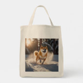 Elegante Shiba Inu kruidenier Canvas tas (Achterkant)