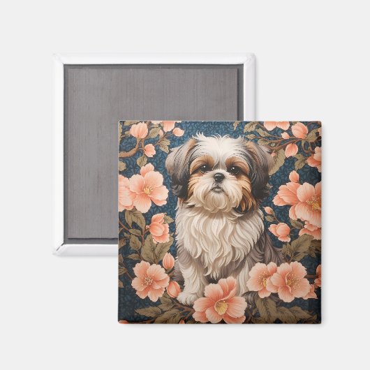 Elegante Shih Tzu hond William Morris geïnspireerd Magneet (Voorkant / Achterkant)