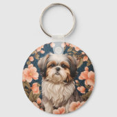 Elegante Shih Tzu hond William Morris geïnspireerd Sleutelhanger (Achterkant)