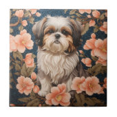 Elegante Shih Tzu hond William Morris geïnspireerd Tegeltje (Voorkant)