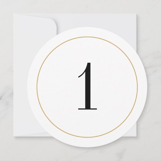 Elegante Shimmer Gold Circle tafel nummer 1 Kaart (Achterkant)