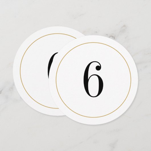 Elegante Shimmer Gold Circle tafel nummer 6 Kaart (Voorkant / Achterkant)