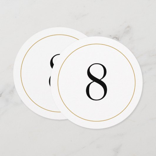 Elegante Shimmer Gold Circle tafel nummer 8 Kaart (Voorkant / Achterkant)