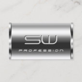 Elegante Shimmery Silver en grote 3D Initialen Gla Visitekaartje (Voorkant)