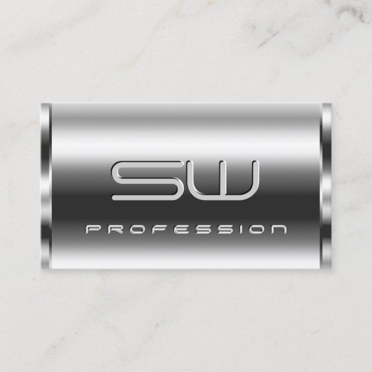 Elegante Shimmery Silver en grote 3D Initialen Gla Visitekaartje (Voorkant)