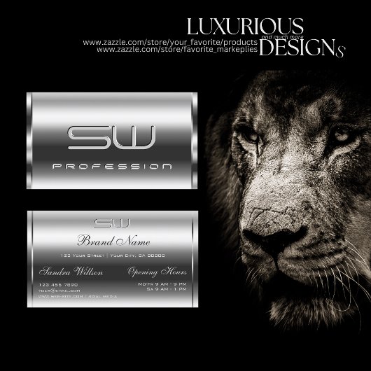 Elegante Shimmery Silver en grote 3D Initialen Gla Visitekaartje