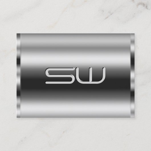 Elegante Shimmery Zilver en Grote 3D Monogram Chic Visitekaartje (Voorkant)