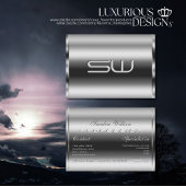 Elegante Shimmery Zilver en Grote 3D Monogram Chic Visitekaartje