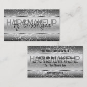 Elegante Shimmery Zilveren Zachte Glitter Kalligra Visitekaartje (Voorkant / Achterkant)