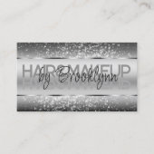 Elegante Shimmery Zilveren Zachte Glitter Kalligra Visitekaartje (Voorkant)