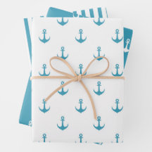 Elegante Ship Anchor Wrapping Paper Sheet Set