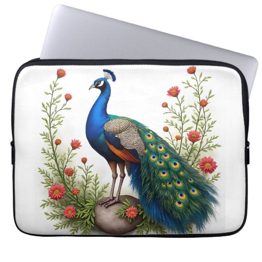 Elegante Siam Peacock Laptop Mouw 13 inch Laptop Sleeve (Voorkant)