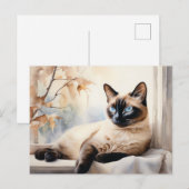 Elegante Siamese Kat Aquarel Briefkaart (Voorkant / Achterkant)