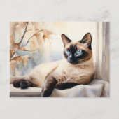 Elegante Siamese Kat Aquarel Briefkaart (Voorkant)