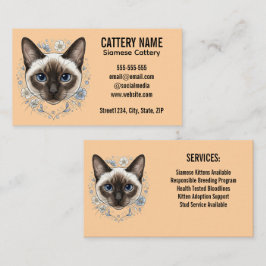 Elegante Siamese Kat Fokt Minimalistisch Aangepast Visitekaartje