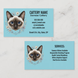 Elegante Siamese Kat Fokt Minimalistisch Aangepast Visitekaartje