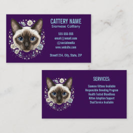 Elegante Siamese Kat Kwekerij Minimalistisch Aange Visitekaartje