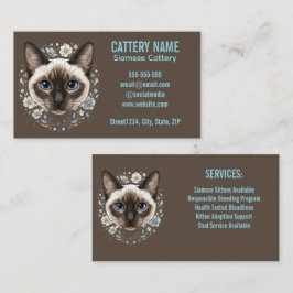 Elegante Siamese Kat Kwekerij Minimalistisch Aange Visitekaartje