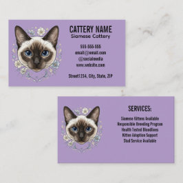 Elegante Siamese Kat Kwekerij Minimalistisch Aange Visitekaartje