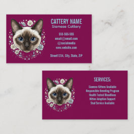 Elegante Siamese Kat Kwekerij Minimalistisch Aange Visitekaartje