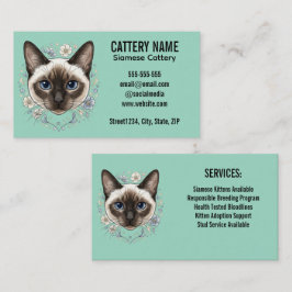Elegante Siamese Kat Kwekerij Minimalistisch Aange Visitekaartje
