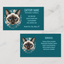 Elegante Siamese Kat Kwekerij Minimalistisch Aange Visitekaartje