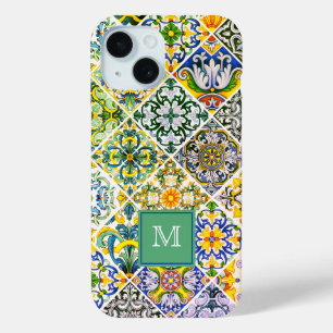 Elegante Siciliaanse mediterrane groene tegels iPhone 15 Case