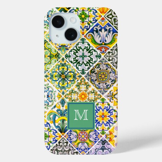 Elegante Siciliaanse mediterrane groene tegels Case-Mate iPhone Case (Achterkant)