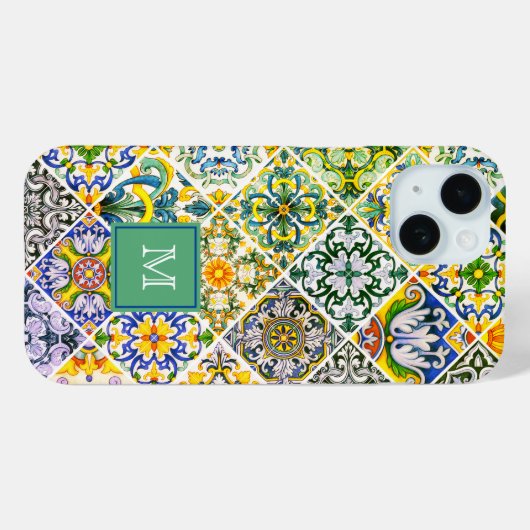 Elegante Siciliaanse mediterrane groene tegels Case-Mate iPhone Case (Achterkant (horizontaal))