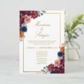 Elegante sieraad met kader Spaanse bruiloft Kaart (Staand voorkant)