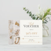 Elegante sieraden cadeaubon | Gold Discount Kaart (Staand voorkant)