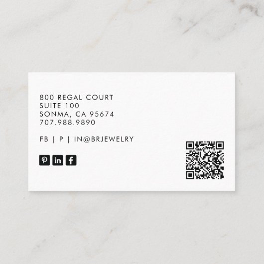 Elegante Sieraden Designer Goud Monogram Visitekaartje (Achterkant)