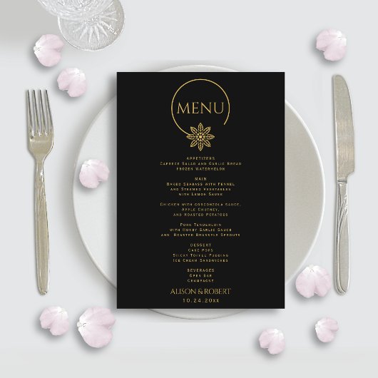 Elegante sieraden geïnspireerd lijst en bloemenbru menu