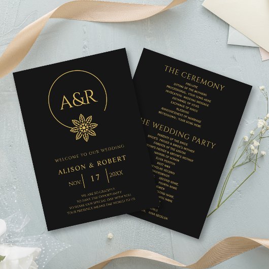 Elegante sieraden geïnspireerd lijst en bloemenbru programmakaart