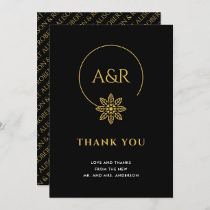 Elegante sieraden geïnspireerd lijst & initialen b bedankkaart