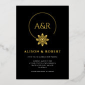 Elegante sieraden geïnspireerd lijst & initialen b folie uitnodiging (Voorkant)