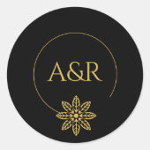 Elegante sieraden geïnspireerd lijst & initialen b ronde sticker (Voorkant)