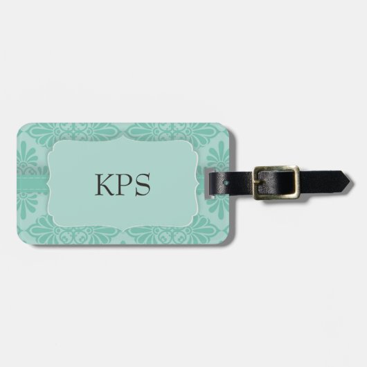 Elegante Sieraden Teal Monogram Bagagelabel (Voorkant horizontaal)