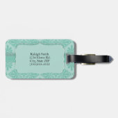 Elegante Sieraden Teal Monogram Bagagelabel (Achterkant horizontaal)