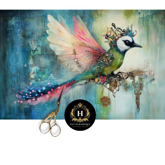Elegante Sieraden Versierde Vogel Kunst Decoupage Tissuepapier